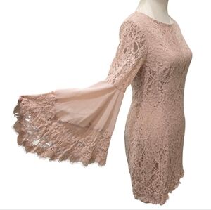 Venus All Lace‎ Blush / Nude Pink Bell Sleeve Dress 8
